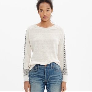 Madewell Embroidered Geometry Ivory Linen Sweater